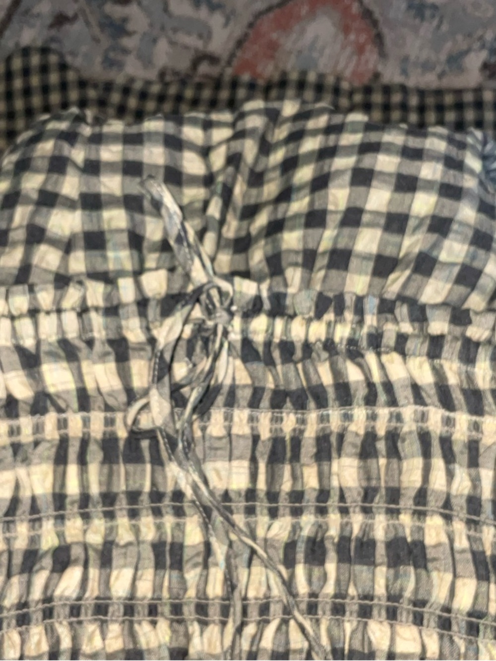 Strapless Smocked Gingham Maxi Dress in Black & Cream - Picture 2 of 5
